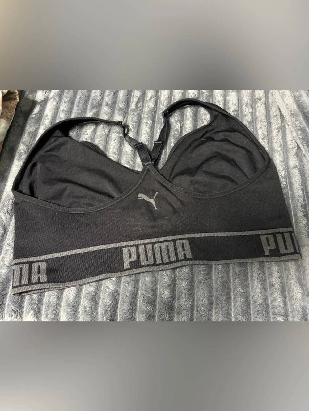 Puma Black Logo Elastic Seamless Sports Bra